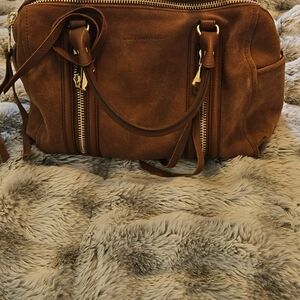 Aimee Kestenberg Brown Satchel with Gold Accents